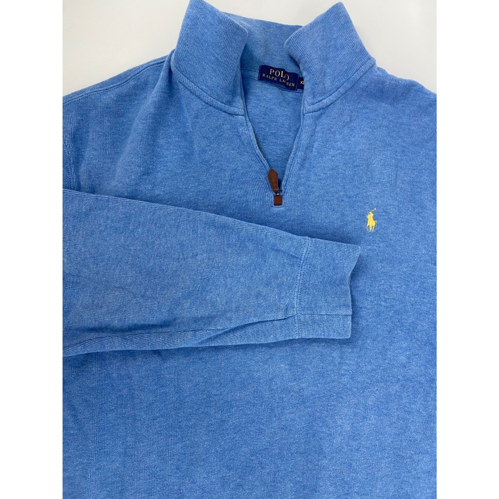 Polo Ralph Lauren Men's Blue Quarter Zip Light Blue Pullover Sweatshirt Size XL